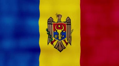 Moldova bayrağı sallıyor Mükemmel Döngü, Tam Ekran Canlandırma 4K Çözünürlük. mp4