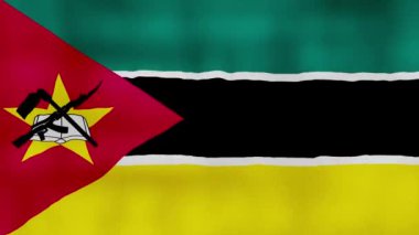 Mozambik bayrağı sallanıyor, kumaş mükemmel döngü, tam ekran animasyon 4K Çözünürlük. mp4