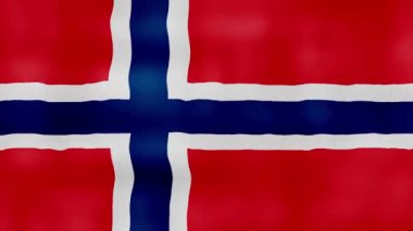 Norveç bayrağı sallıyor, kumaş mükemmel döngü, tam ekran animasyon 4K Çözünürlük. mp4