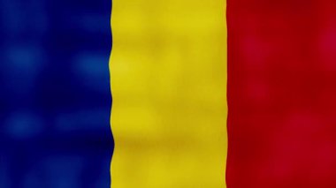 Romanya bayrağı sallıyor Mükemmel Döngü, Tam Ekran Canlandırma 4K Çözünürlük. mp4