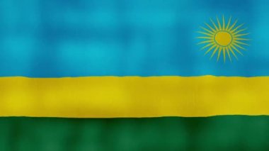 Ruanda bayrağı dalgalanan kumaş mükemmel döngü, tam ekran animasyon 4K Çözünürlük mp4