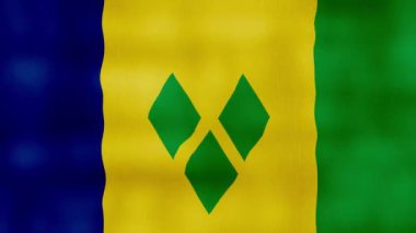 Saint Vincent ve Grenadines bayrağı dalgalanan kumaş kusursuz döngü, tam ekran animasyon 4K Çözünürlük. mp4