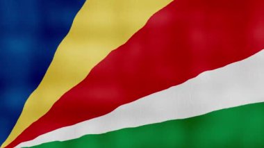 Seyşeller bayrağı dalgalanan kumaş mükemmel döngü, tam ekran animasyon 4K Çözünürlük mp4