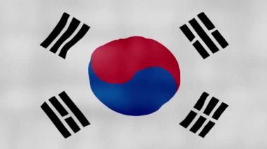 Güney Kore bayrağı sallanıyor Mükemmel Döngü, Tam Ekran Canlandırma 4K Çözünürlük. mp4