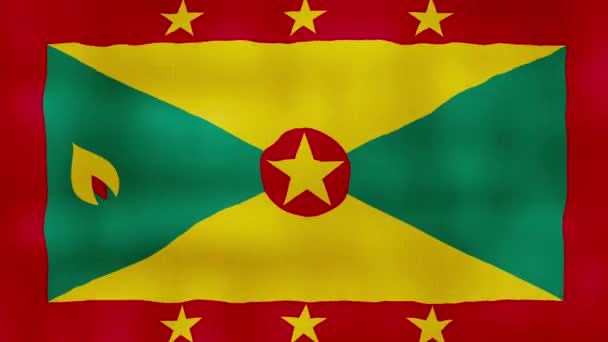 Grenada Bandeira Acenando Pano Perfeito Looping Animação Tela Cheia Resolution — Vídeo de Stock