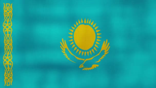 Kazakstans Flagga Viftande Tyg Perfekt Looping Helskärmanimation Resolution Mp4 — Stockvideo