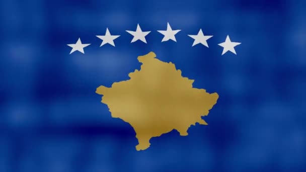 Paño Ondeante Bandera Kosovo Perfect Looping Animación Pantalla Completa Resolution — Vídeos de Stock