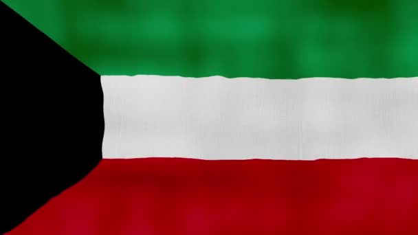 Paño Ondeante Bandera Kuwait Perfect Looping Animación Pantalla Completa Resolution — Vídeo de stock