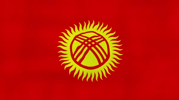 Kirgizistans Flagga Viftande Tyg Perfekt Looping Helskärmanimation Resolution Mp4 — Stockvideo