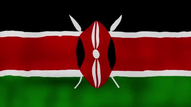 Kenya Zászló Hullámzó Ruha Perfect Looping Teljes Képernyős Animáció Resolution — Stock videók