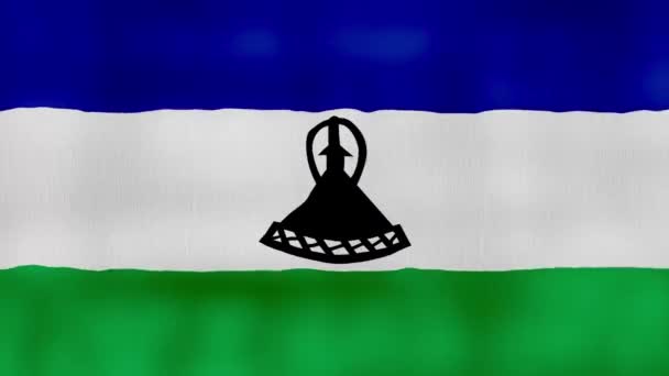 Paño Ondulante Bandera Lesotho Perfect Looping Animación Pantalla Completa Resolution — Vídeos de Stock