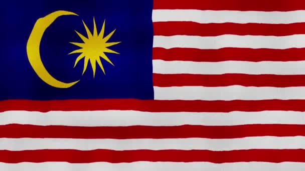 Paño Ondeante Bandera Malasia Perfect Looping Animación Pantalla Completa Resolution — Vídeos de Stock