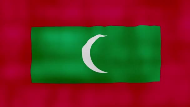 Maledivy Vlajka Mávání Tkaniny Perfect Looping Full Screen Animace Resolution — Stock video
