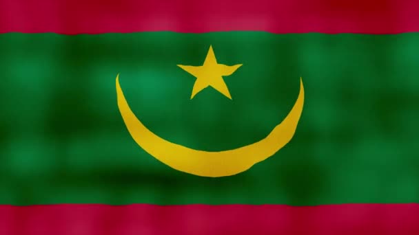 Mauretaniens Flagga Viftande Duk Perfekt Looping Helskärmanimation Resolution Mp4 — Stockvideo