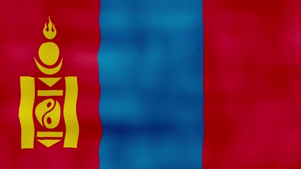 Mongolia Flag Waving Cloth Perfect Looping Full Screen Animation Resolution — Stock Video