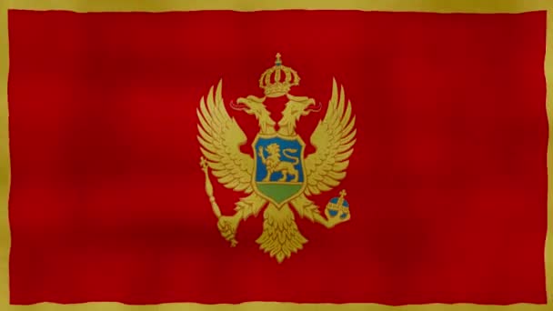 Montenegro Paño Ondeante Bandera Perfect Looping Animación Pantalla Completa Resolution — Vídeos de Stock