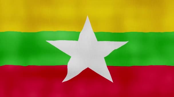 Paño Ondeante Bandera Myanmar Perfect Looping Animación Pantalla Completa Resolution — Vídeos de Stock
