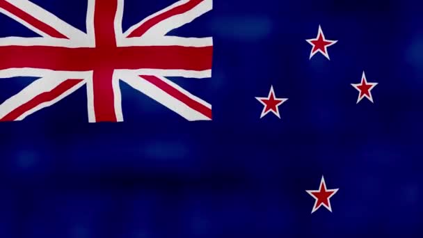 Pânză Fluturând Steagul Noii Zeelande Perfect Looping Animație Ecran Complet — Videoclip de stoc