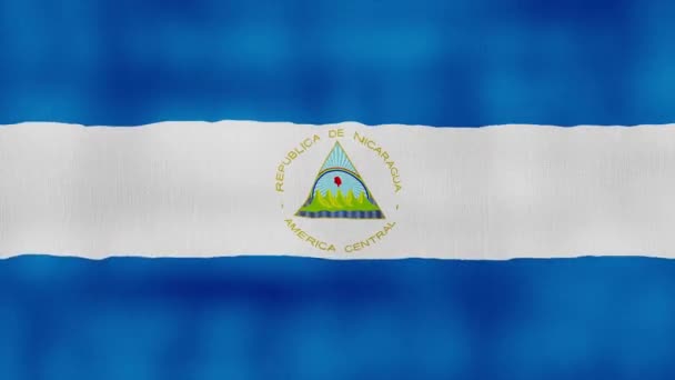 Bandeira Nicarágua Acenando Pano Perfeito Looping Animação Tela Cheia Resolution — Vídeo de Stock