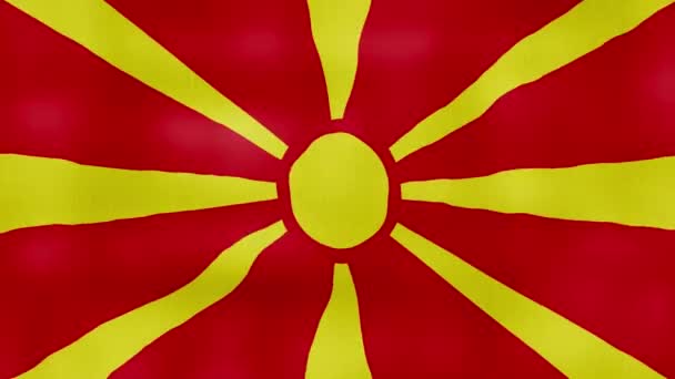 Прапор Північної Македонії Махаючи Тканиною Perfect Looping Повний Екран Анімації — стокове відео
