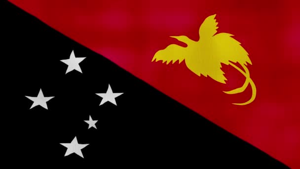 Papua Nová Guinea Vlajka Mává Látkou Perfect Looping Full Screen — Stock video