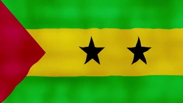 Прапор Сан Томе Принсіпі Махає Тканиною Perfect Looting Повноекранна Анімація — стокове відео
