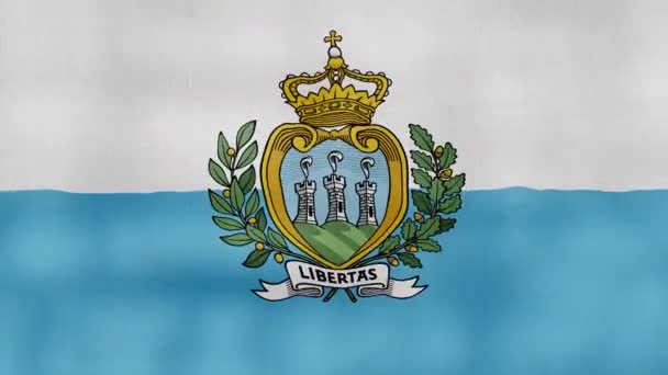 Paño Ondeante Bandera San Marino Perfect Looping Animación Pantalla Completa — Vídeos de Stock
