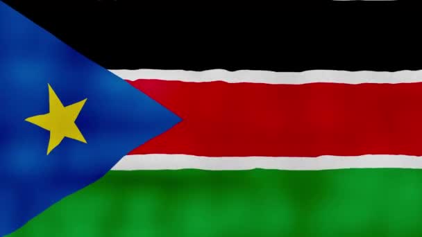 Jižní Súdán Vlajka Mávání Tkaniny Perfect Looping Full Screen Animace — Stock video