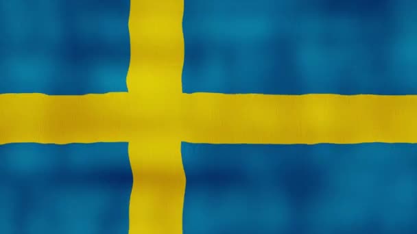 Schweden Flagge Schwenken Tuch Perfekte Looping Vollbild Animation Auflösung Mp4 — Stockvideo
