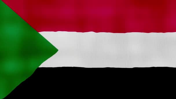 Sudão Bandeira Acenando Pano Perfeito Looping Animação Tela Cheia Resolution — Vídeo de Stock
