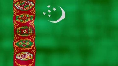 Türkmenistan Bayrağı Sallıyor Kumaş Mükemmel Döngü, Tam Ekran Canlandırma 4K Çözünürlük mp4
