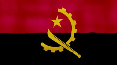  Angola bayrağı sallanıyor, kumaş mükemmel döngü, tam ekran animasyon 4K Çözünürlük. mp4