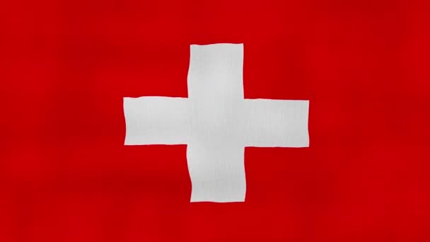 Швейцарія Прапор Махає Тканиною Perfect Looting Повноекранна Анімація Resolution Mp4 — стокове відео