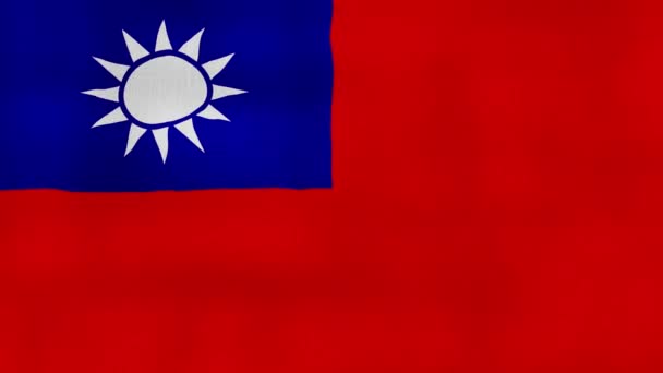 Tayvan Çin Cumhuriyeti Bayrak Sallama Kumaşı Mükemmel Döngü Tam Ekran — Stok video