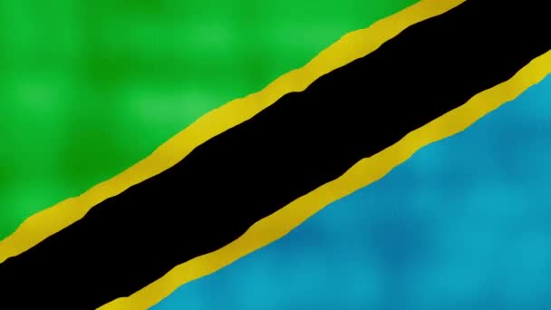 Tanzánia Zászló Hullámzó Ruha Perfect Looping Teljes Képernyős Animáció Resolution — Stock videók