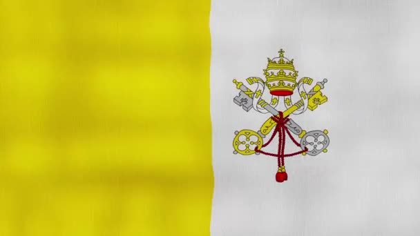 Vatikanens Flagga Viftande Tyg Perfekt Looping Helskärmanimation Resolution Mp4 — Stockvideo