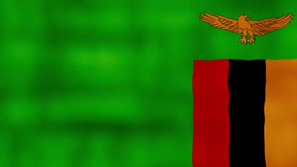 Zambia Flagga Viftande Duk Perfekt Looping Helskärmanimation Resolution Mp4 — Stockvideo