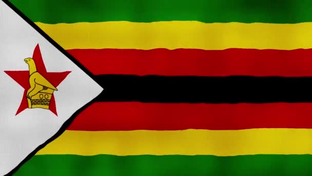 Zimbabwe Flagga Viftande Duk Perfekt Looping Helskärmanimation Resolution Mp4 — Stockvideo