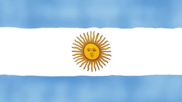 Arjantin Bayrağı Dalgalanan Kumaş Mükemmel Döngü Tam Ekran Animasyon Çözünürlük — Stok video