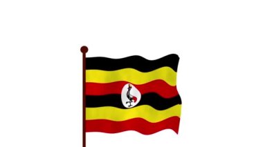 Uganda animasyon videosu bayrağı kaldırıyor, ülke adı ve bayrak 4K Kararı tanıtılıyor.