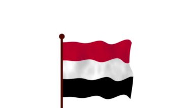 Yemen animasyon videosu bayrağı kaldırıyor, ülke adı ve 4K Kararı 'nın tanıtımı.