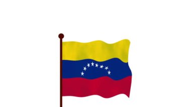 Venezuela animasyon videosu bayrağı kaldırıyor, ülke adı ve bayrak 4K Kararı tanıtılıyor.