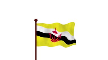 Brunei animasyon videosu bayrağı kaldırıyor, ülke adı ve 4K Kararı 'nın tanıtımı.