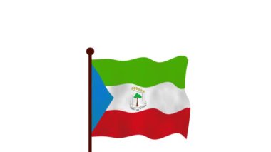 Ekvator Ginesi animasyon videosu bayrağı kaldırıyor, ülke adı ve 4K Kararı 'nın tanıtımı.