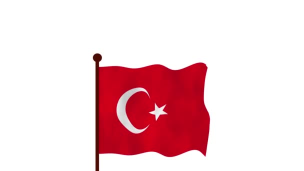 土耳其动画视频升起国旗 介绍国名和国旗4K — 图库视频影像
