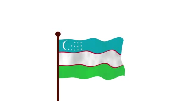乌兹别克斯坦动画视频升起国旗 介绍国名和国旗4K — 图库视频影像