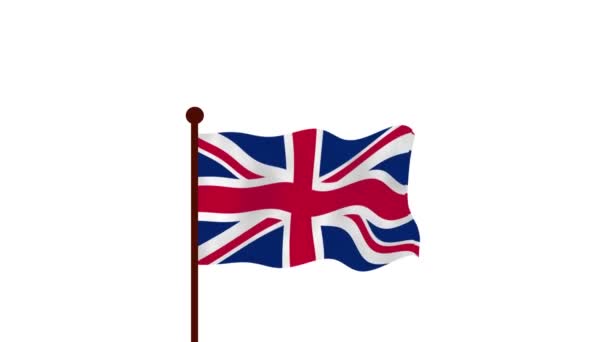 Reino Unido Vídeo Animado Levantando Bandeira Introdução Nome País Bandeira — Vídeo de Stock