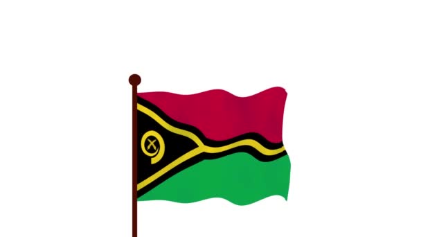 Vanuatu Vídeo Animado Levantando Bandeira Introdução Nome País Bandeira Resolução — Vídeo de Stock
