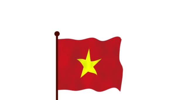 Vietnam Animated Video Raising Flag Introduction Country Name Flag Resolution — Stock Video