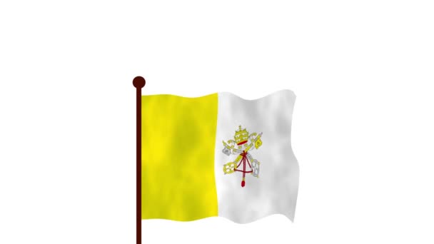 梵蒂冈动画视频升起国旗 介绍国名和国旗4K决议 — 图库视频影像